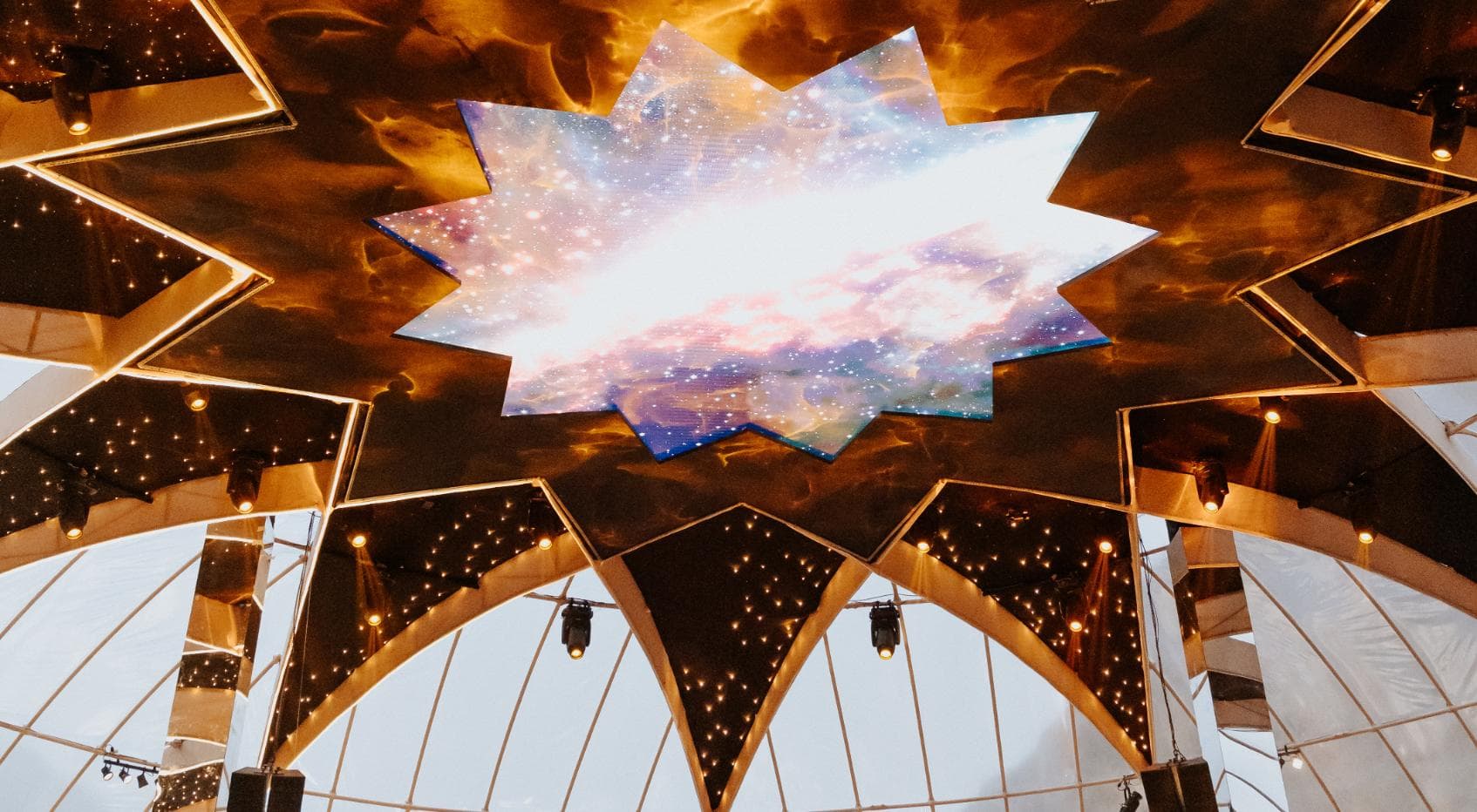 This Celestial Mountain Wedding in Peru Had a Gorgeous Galaxy Ceiling and Holograms in a Custom-Built Venue