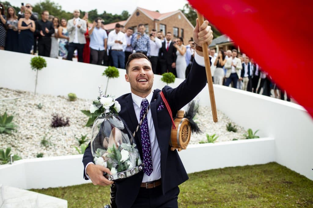 A Macedonian And Hungarian Wedding With Drummers And Flags