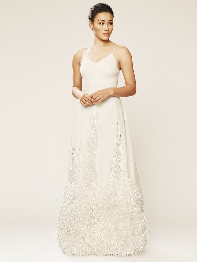 SJP feather bridal gown