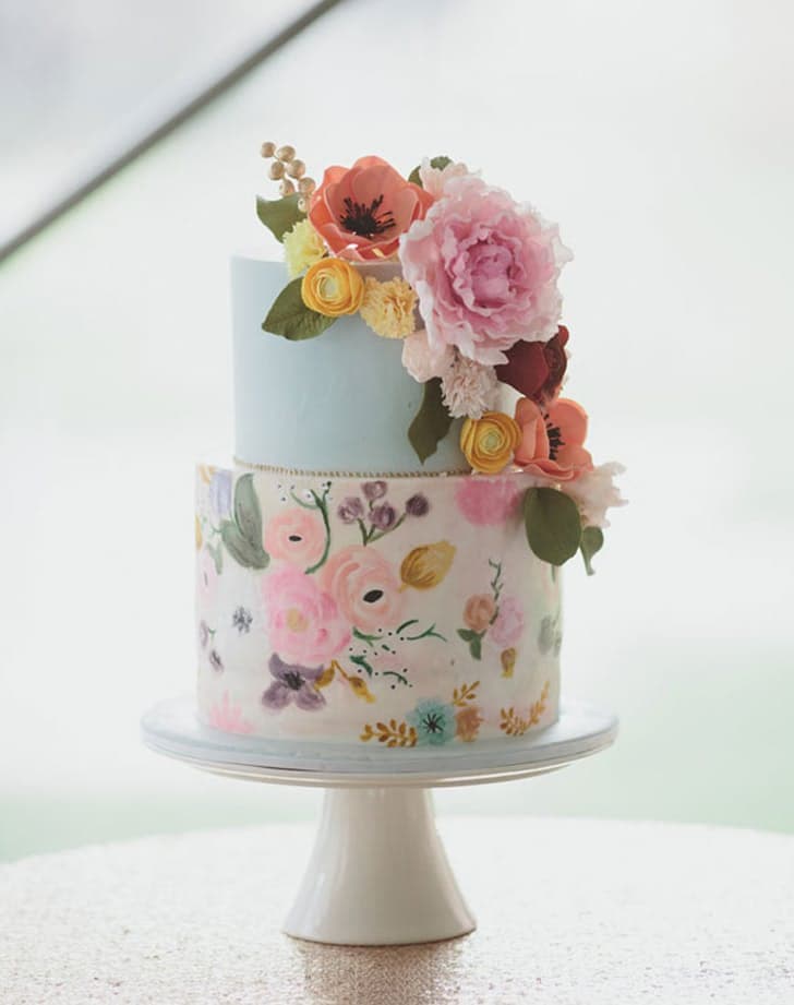watercolour wedding cake 
