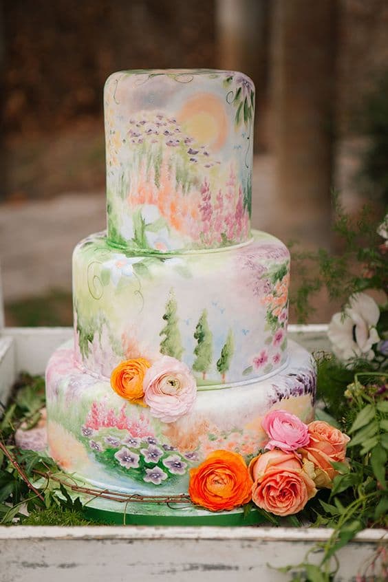 Watercolor Wedding Cake