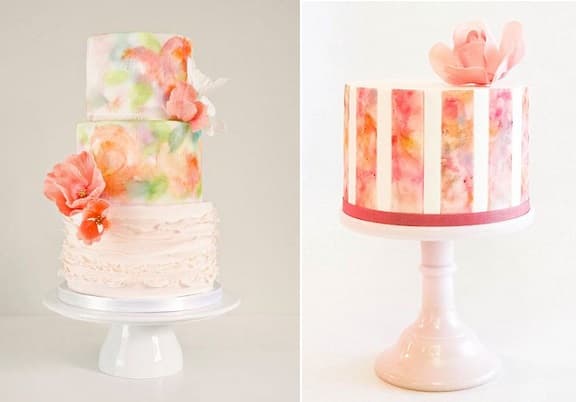 watercolour wedding cake