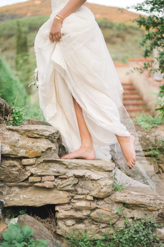 Ethereal Barefoot Bride in an Italian Castle | Alexis Rose Photography | http://heyweddinglady.com/fine-art-italy-tuscan-destination-wedding-olive-grove/: 