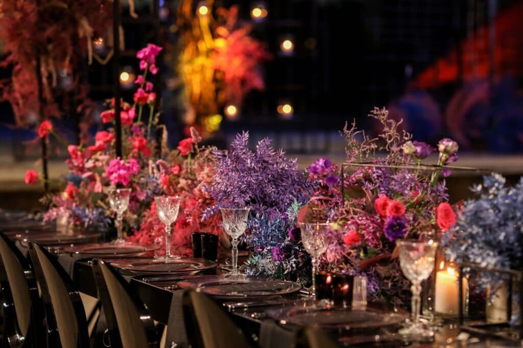 Colourful destination wedding in Tripoli 
Flower arrangement