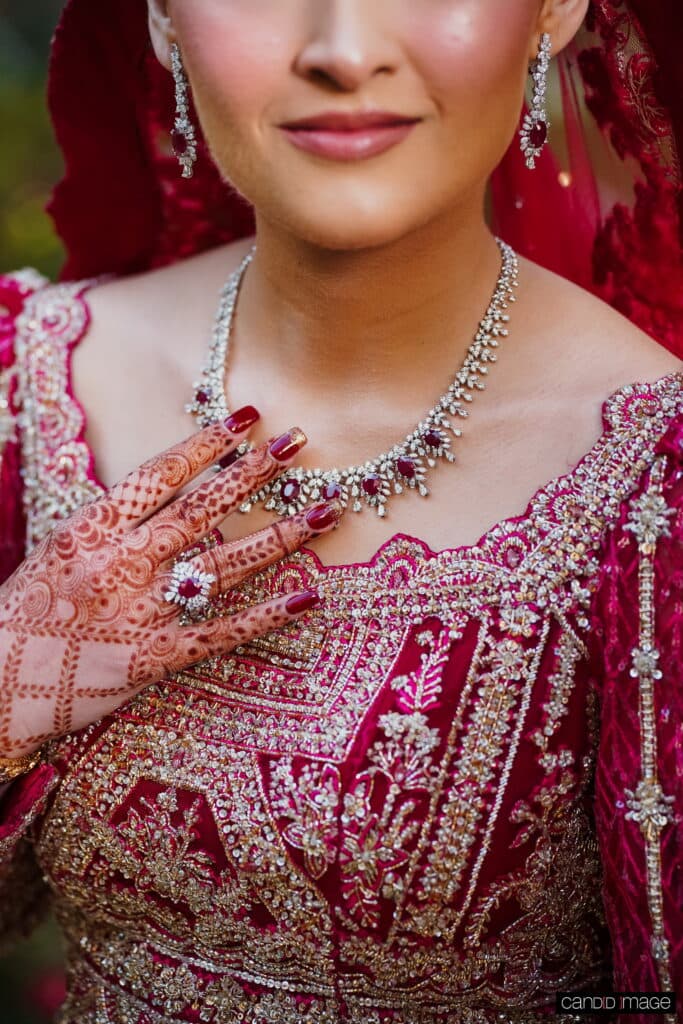 The bride and the details of her dress for this Dubai destination wedding.