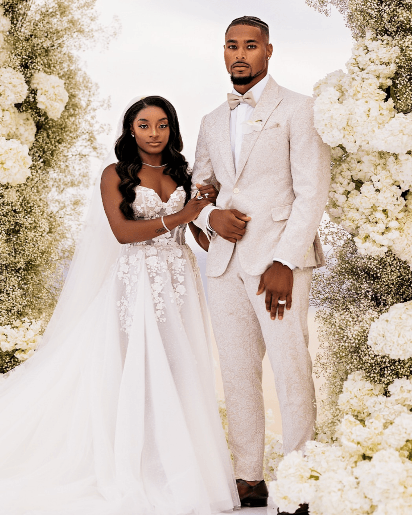 Simone Biles and Jonathan Owens in their Cabo destination wedding.