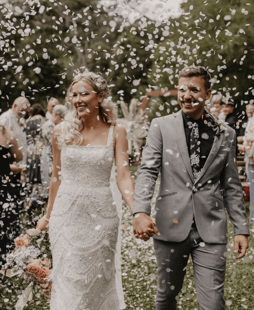 Bridal gown from Clara White Bridal who uses eco-friendly material for her dresses.