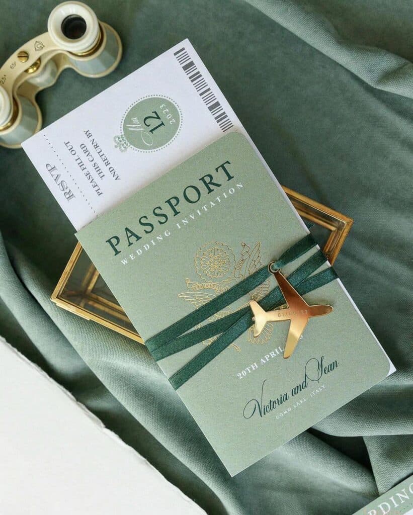 Destination wedding passport invitation