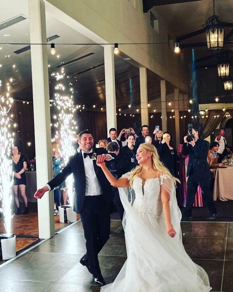 Abigail and Ira at their wedding reception dancing the night away.