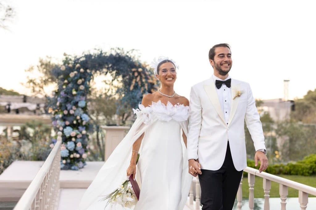 Couple of the hour in all smiles after wedding ceremony