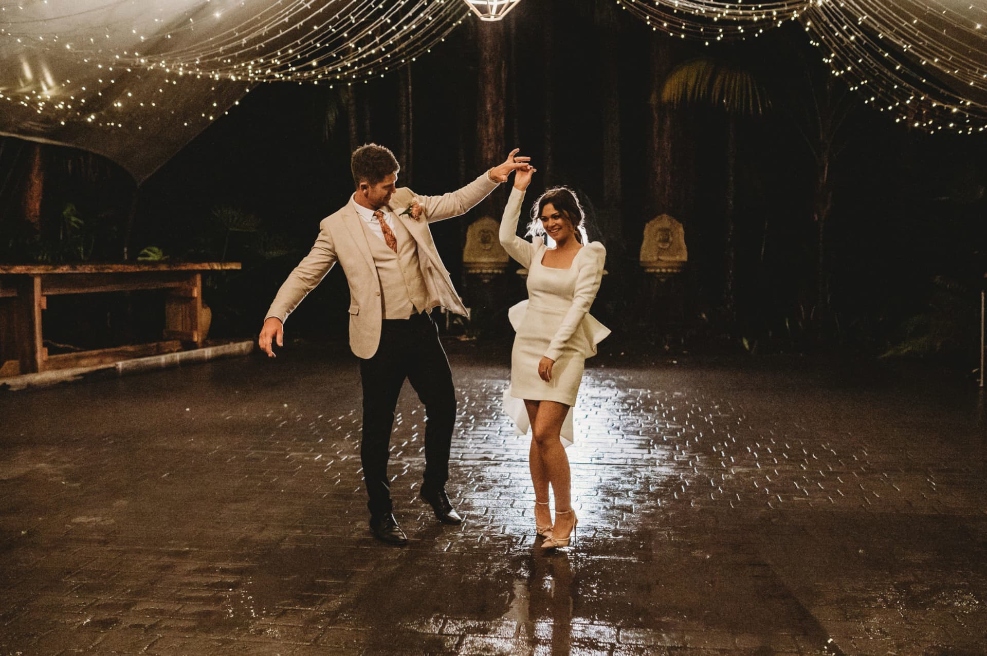 This Couple got Married  under a Fairy-lit Canopy