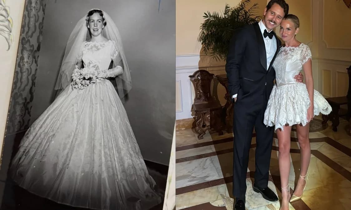 This Bride Turned Her Grandmother’s 1957 Wedding Dress Into a Reception Minidress