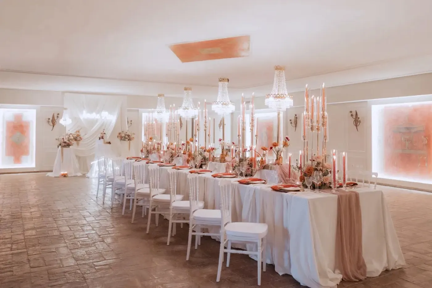 Banquet hall dinner set-up