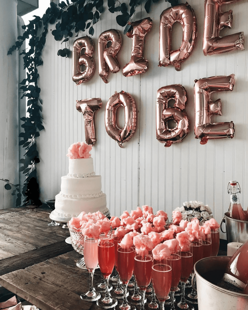 bride to be pink champagne and cotton candy