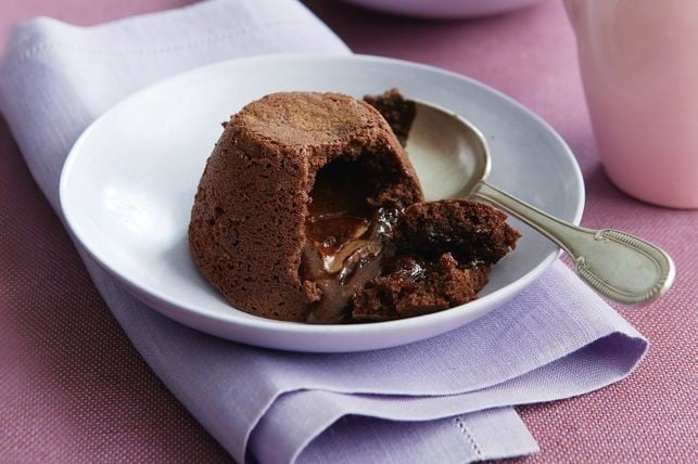 Soft-centred chocolate Easter egg puddings