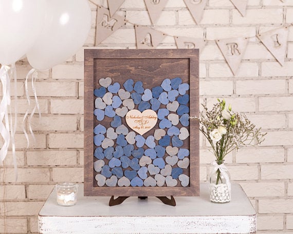 wooden heart guest book etsy