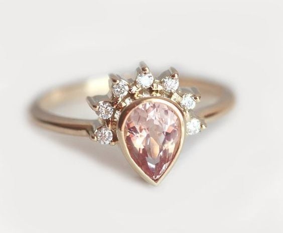 Morganite crown ring