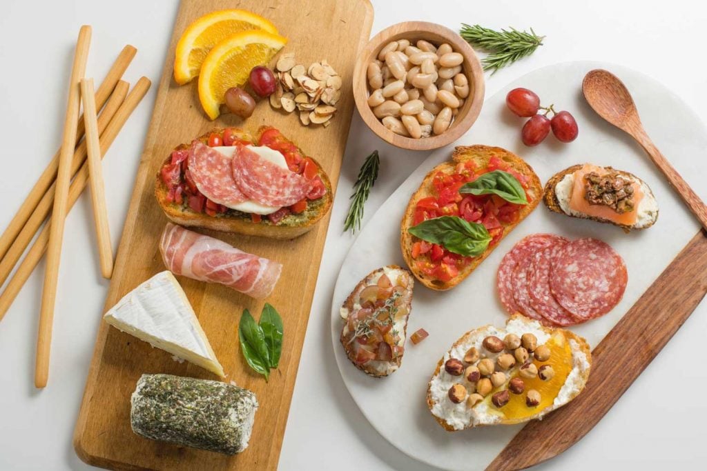 bruschetta bar flat lay