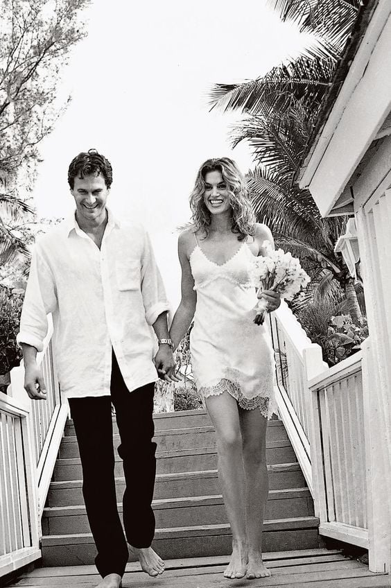 Image result for cindy crawford wedding black and white
