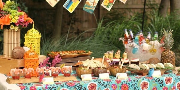 tropical themed engagement party 