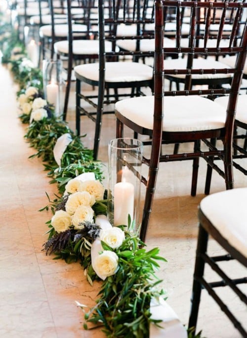 greenery wedding aisle decoration