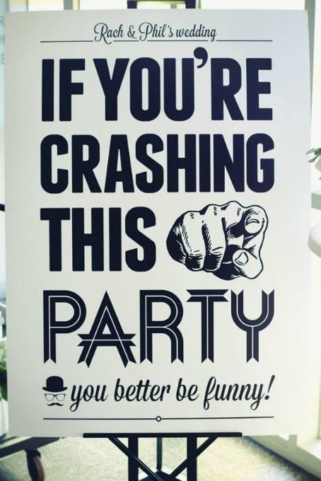 funny wedding sign 