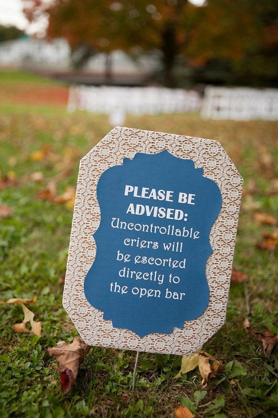 funny wedding sign 