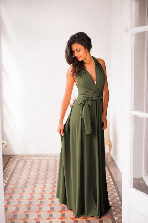 Olive green infinity dress dark green bridesmaid dress by mimetik: 