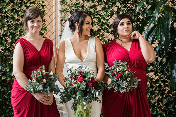 bridesmaids fun modern glam wedding
