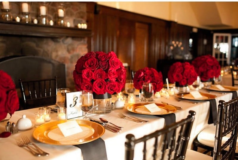 Image result for brown and cranberry wedding table setting