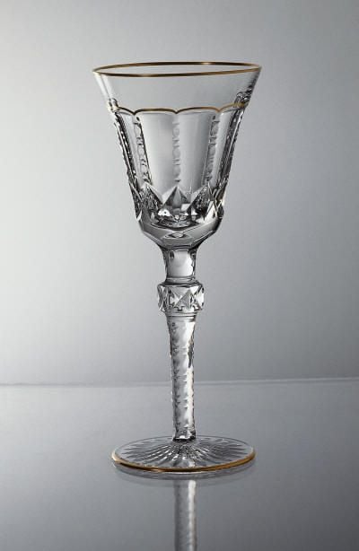 Crystal stemware | crystal wine glasses|lead crystal|gold rim|Cristallerie de Montbronn|hand cut: 