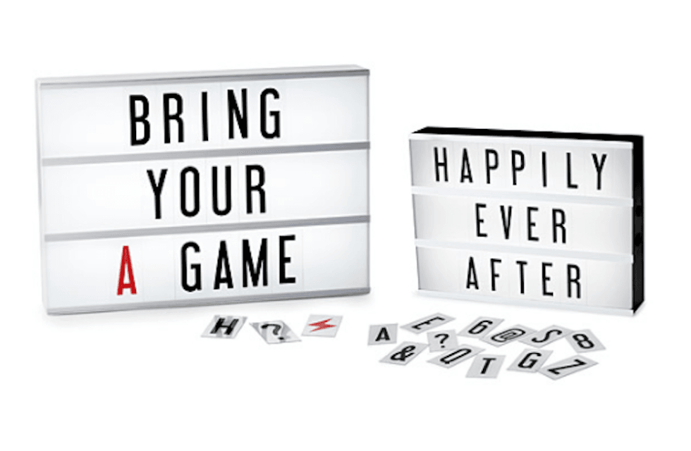 This retro-inspired lightbox makes any room cooler — especially if you leave him personalized messages whenever you
