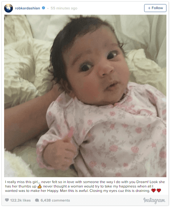 Deleted Rob Kardashian Instagram post