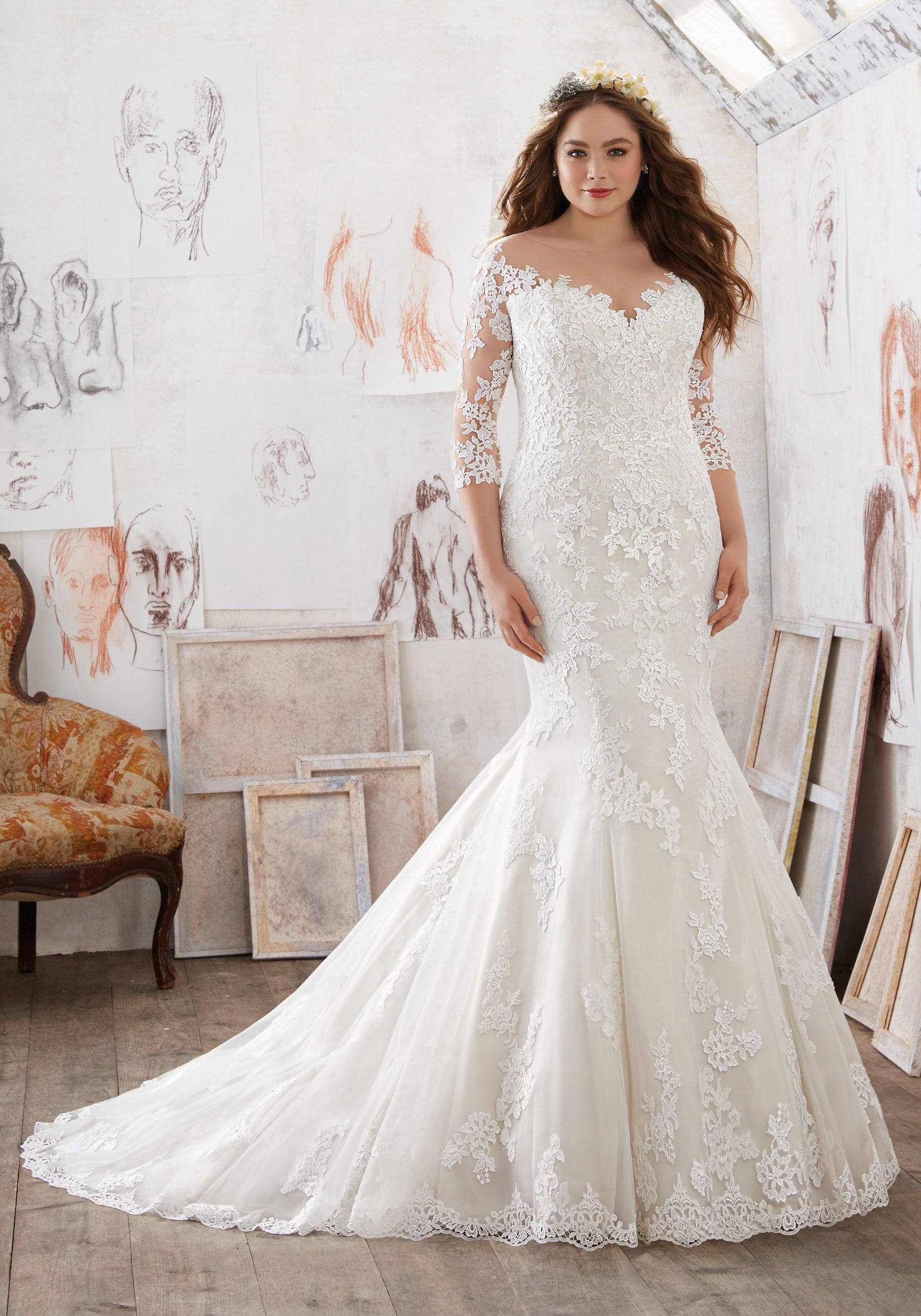 bride gown plus-size, plus-sized wedding dress 2017, morilee madeline gardner plus-size, madeline gardner bride, spring 2017 wedding dress plus-size, plus-size bride
