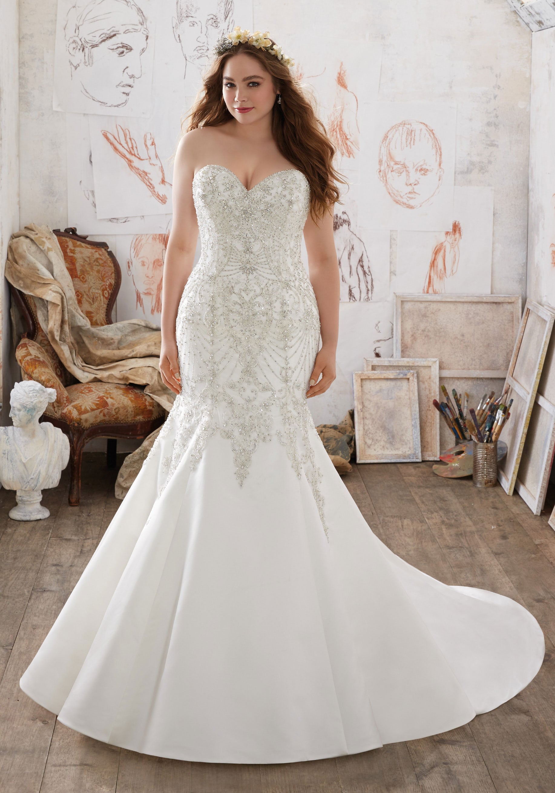 bride gown plus-size, plus-sized wedding dress 2017, morilee madeline gardner plus-size, madeline gardner bride, spring 2017 wedding dress plus-size, plus-size bride