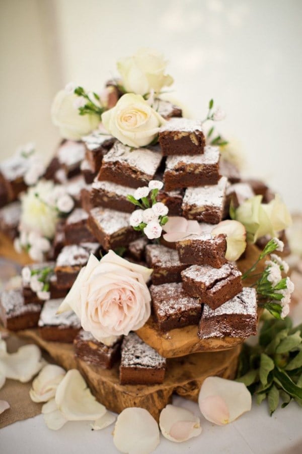 Chocolate Brownie and Flower Wedding Cake Tower