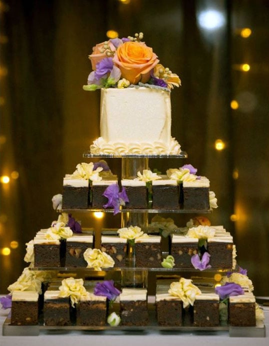White Icing Covered Brownie Tower