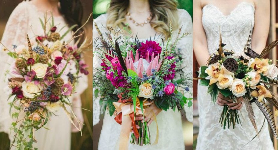 feather bouquet wedding