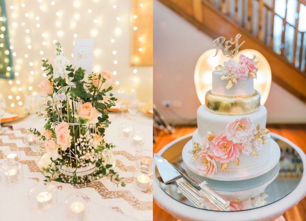pink and gold wedding