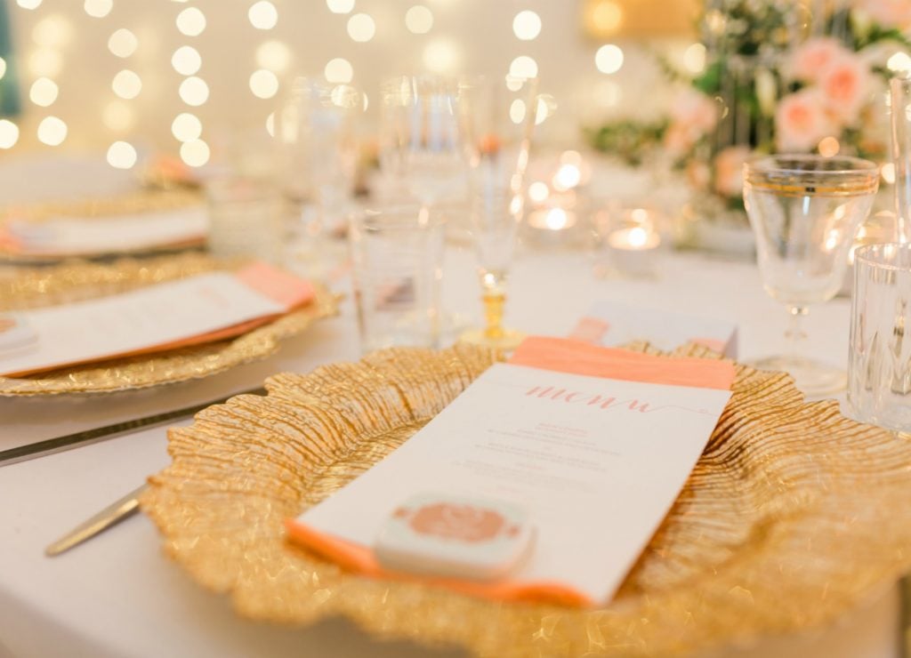 pink and gold wedding