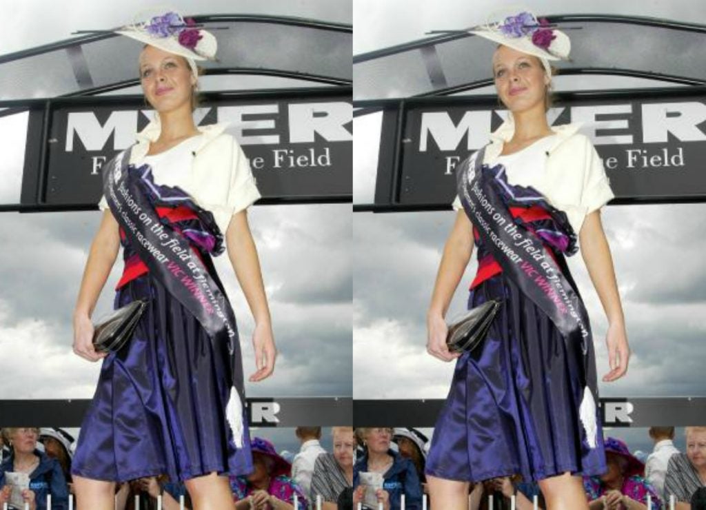2005 winner Laura Gleich wearing wearing an outfit designed by her mother