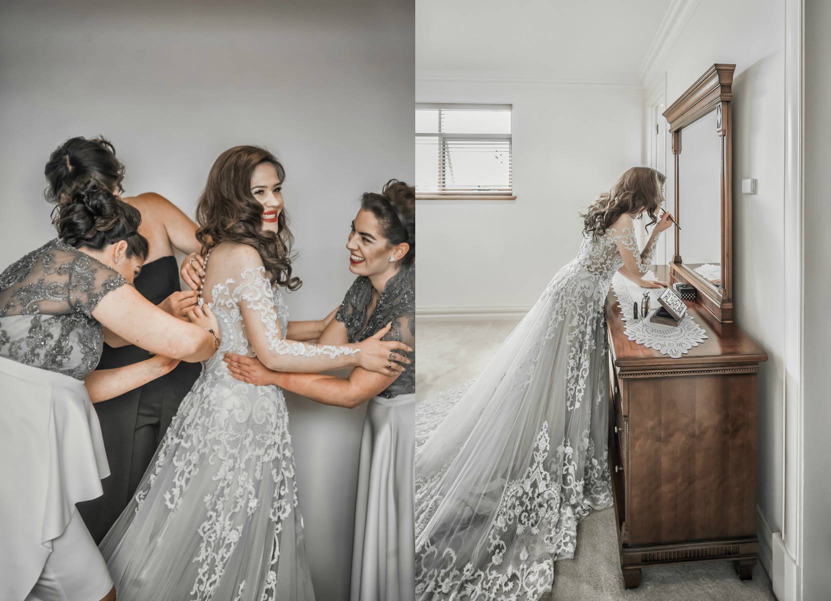 grey wedding dress