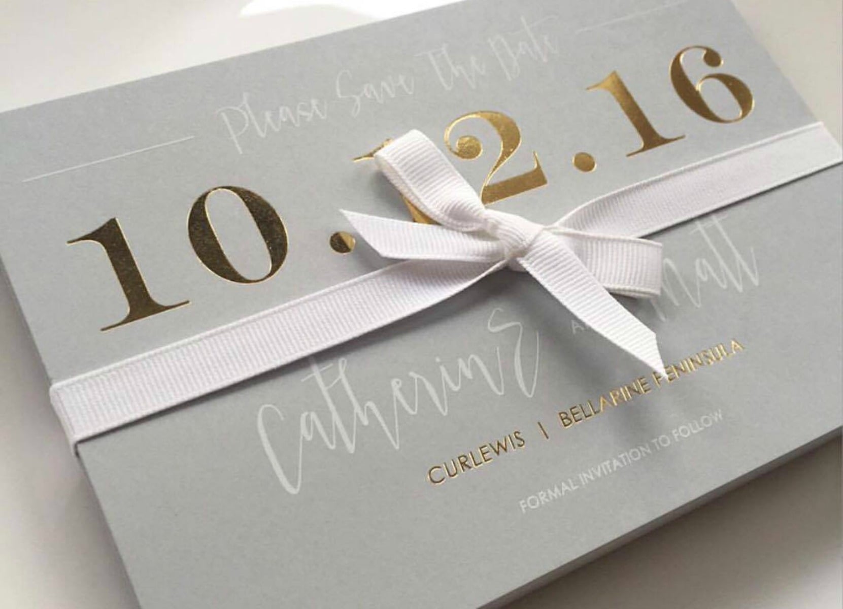 grey wedding invite