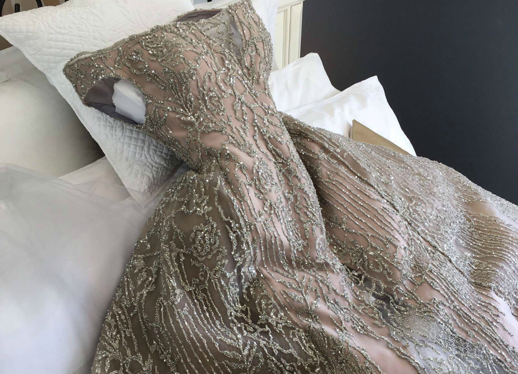 grey wedding dress