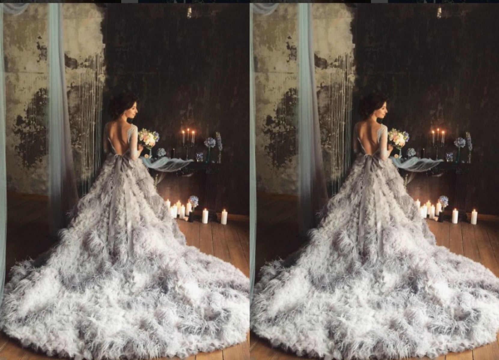 grey wedding dress