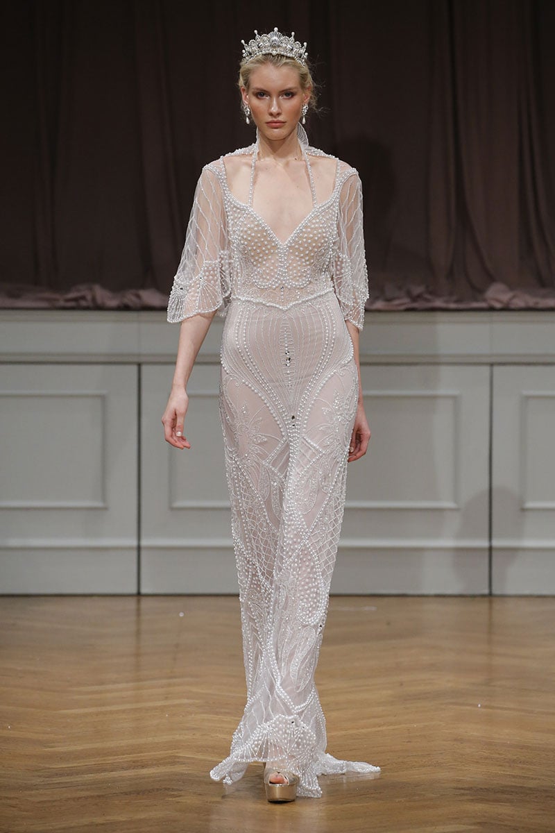 Alon Livne White Fall 2017 New York Bridal Week Wedding Dress Collection Pearl Dress
