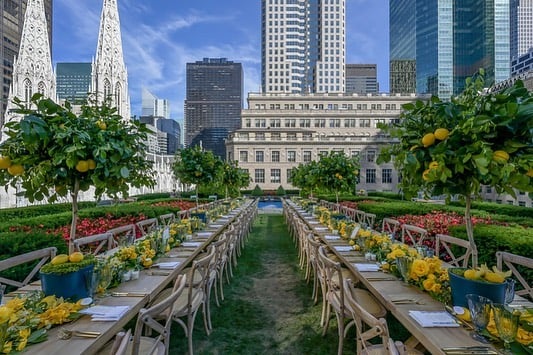 Preston Bailey taking Italy to the heart of New York City with yellow accents in the decor.