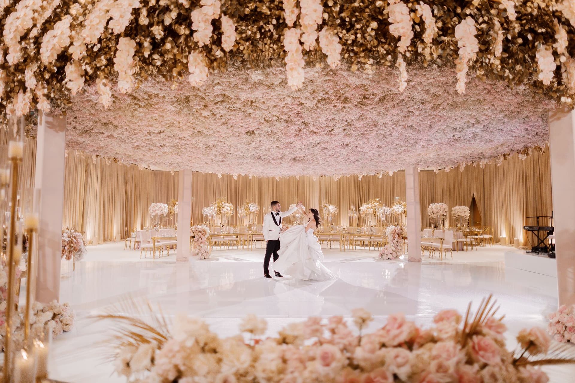 A Blush And Gold Rose-Filled Wedding