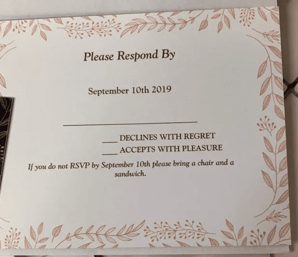 Couple Asked Guests to Bring A Sandwich and Chair to Wedding