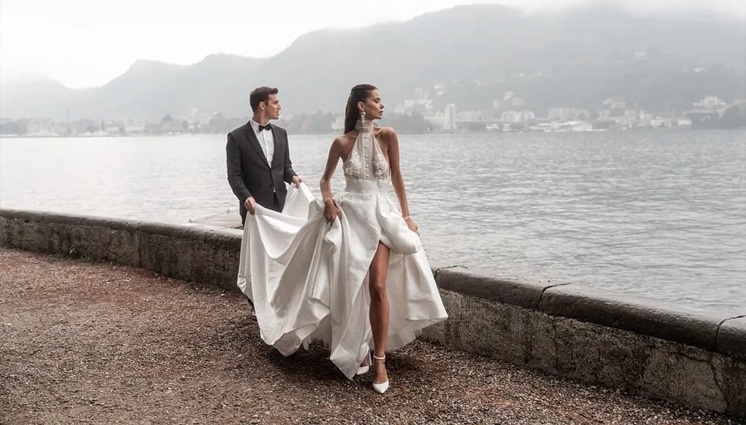 Couple by the water — luxury celebration